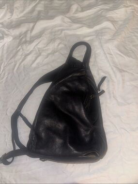 Free People Black Leather Sling Backpack